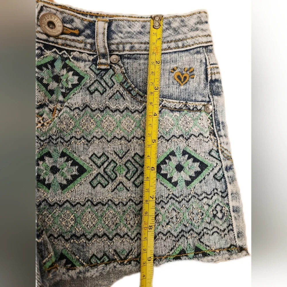 Girls Justice Denim Tribal Print Shorts Size 10R